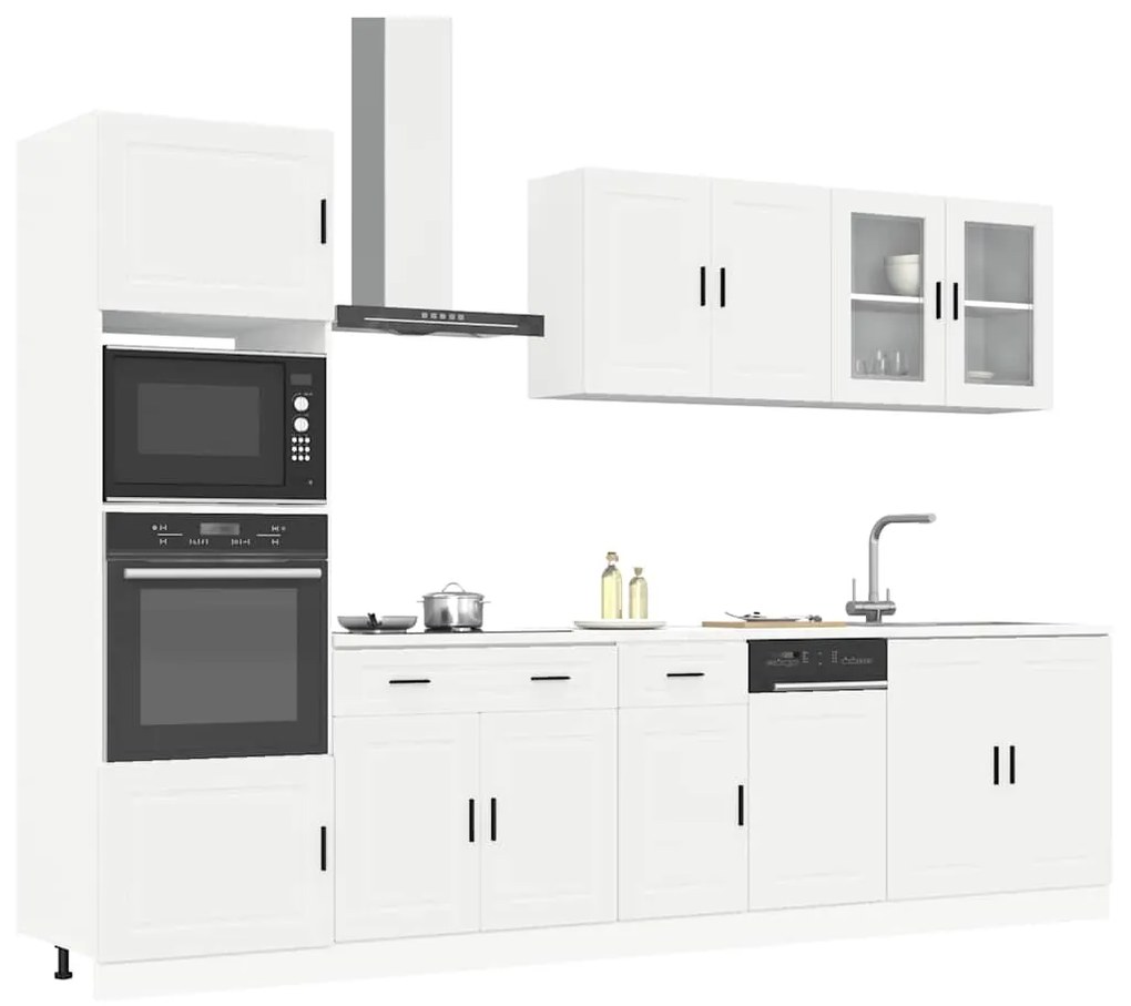3314751 vidaXL Комплект кухненски шкафове, 7 части, "Porto", бяло инженерно дърво