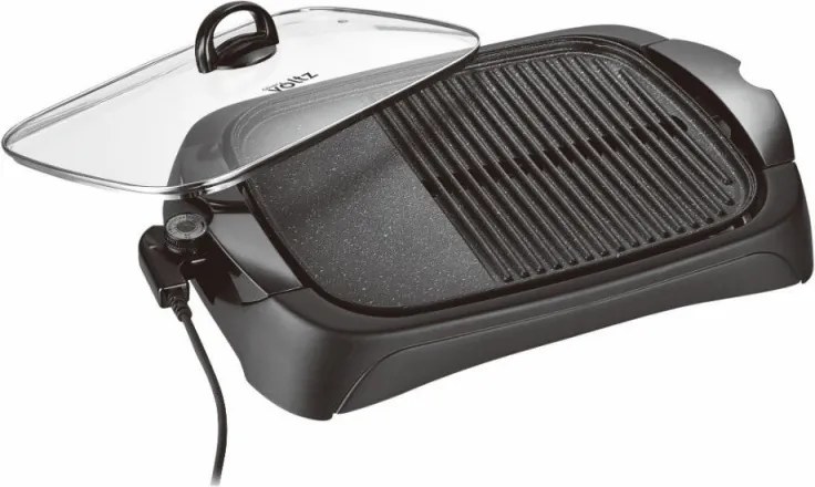 Електрическа скара Oliver Voltz OV51015BM, 2000W, Оребрена и гладка зона, Мраморно покритие, Черен