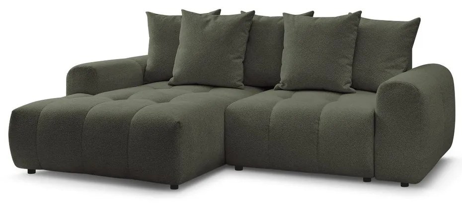 Шенилов сгъваем/с място за съхранение ъглов диван в цвят каки (ляв ъгъл) Roxelane – Bobochic Paris