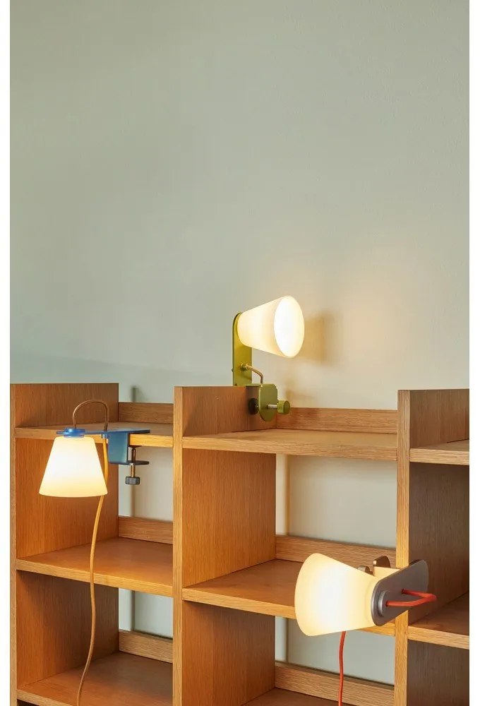 Синя настолна лампа със стъклен абажур (височина 23 cm) Lure – Hübsch