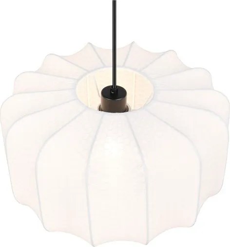 Бяло метално висящо осветително тяло с текстилен абажур ø 40 cm Madleine – Reality