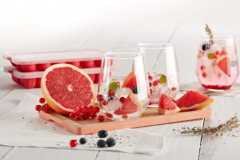 Форма за лед с капак Lekue 1010244, 23x12x3 см, 14 сърца, Стеарин, -40°C / +60°C, Червен