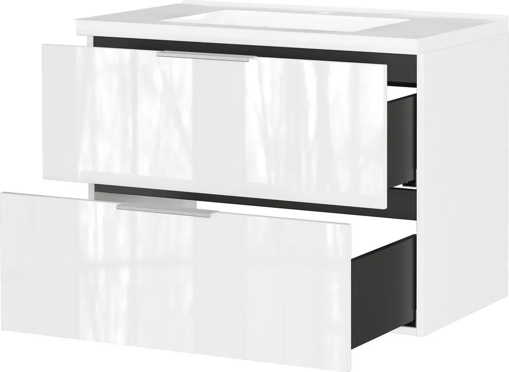 Бял гланцов стенен шкаф за мивка 81x61 cm Celano – Germania