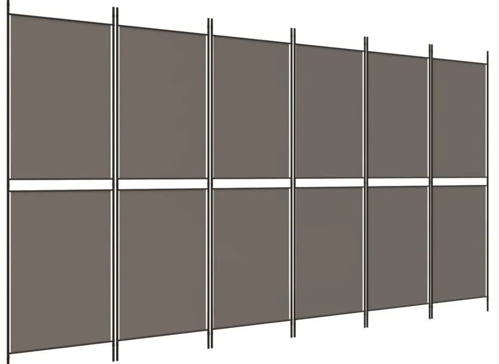 350224 vidaXL Параван за стая, 6 панела, антрацит, 300x180 cм, текстил