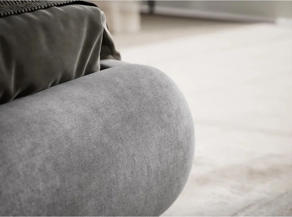 Сиво двойно легло 160x200 cm тапицирано с място за съхранение с включена подматрачна рамка Maumere – Maison de Rêve