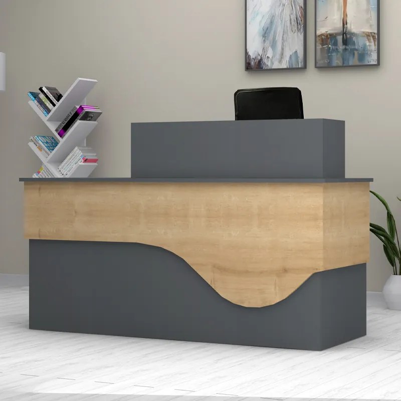 Рецепция TopMebel от меламин в антрацит - цвят дъб 160x60x101.8см.