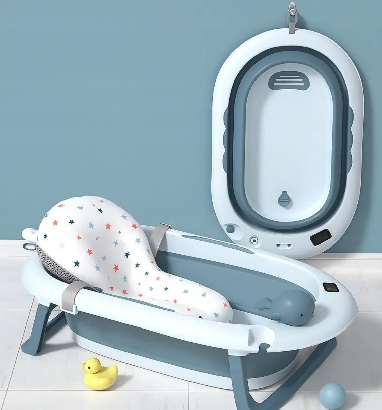 Сгъваема бебешка вана VAIANA PREMIUM с възглавница и стойка - повече цветове Сив