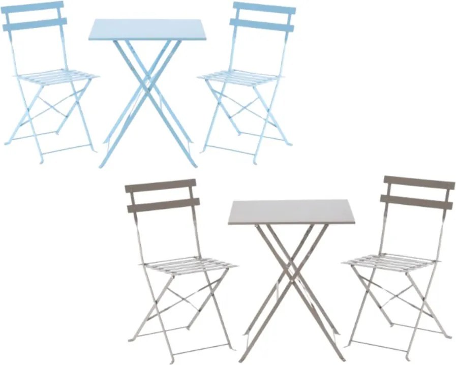 Сгъваем градински комплект, балконски комплект - маса + два стола Сив