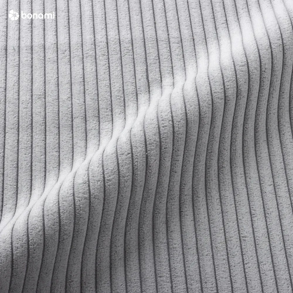 Светлосив разтегателен ъглов диван от рипсено кадифе (ляв ъгъл) Brave Dave – Miuform