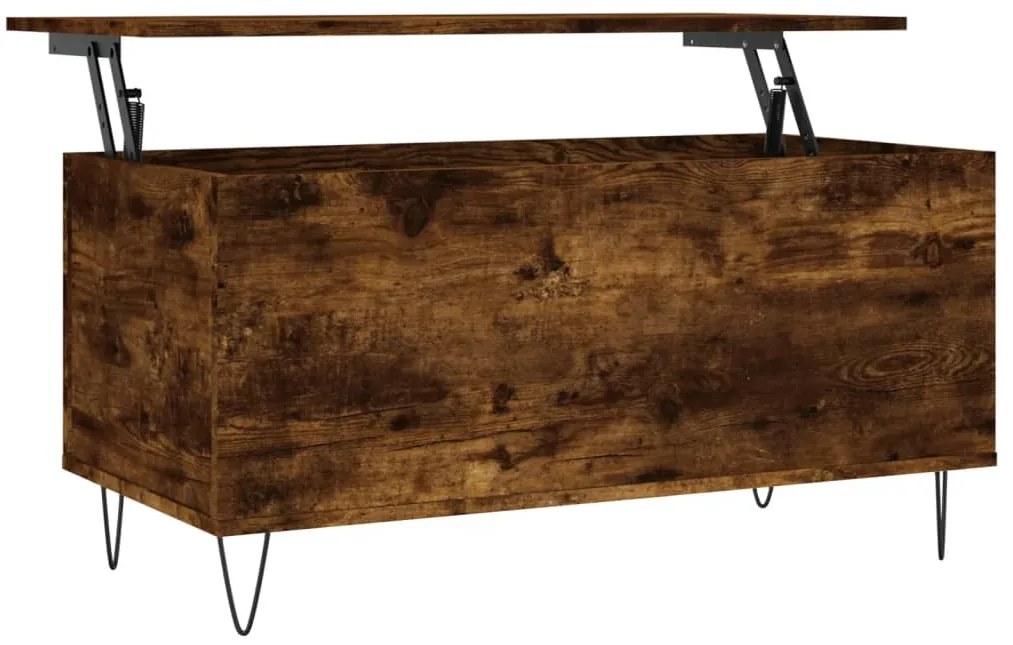 830977 vidaXL Кафе маса, опушен дъб, 90x44,5x45 см, инженерно дърво