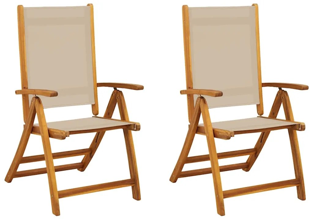 4008423 vidaXL Сгъваеми градински столове, 2 бр, акация масив и textilene