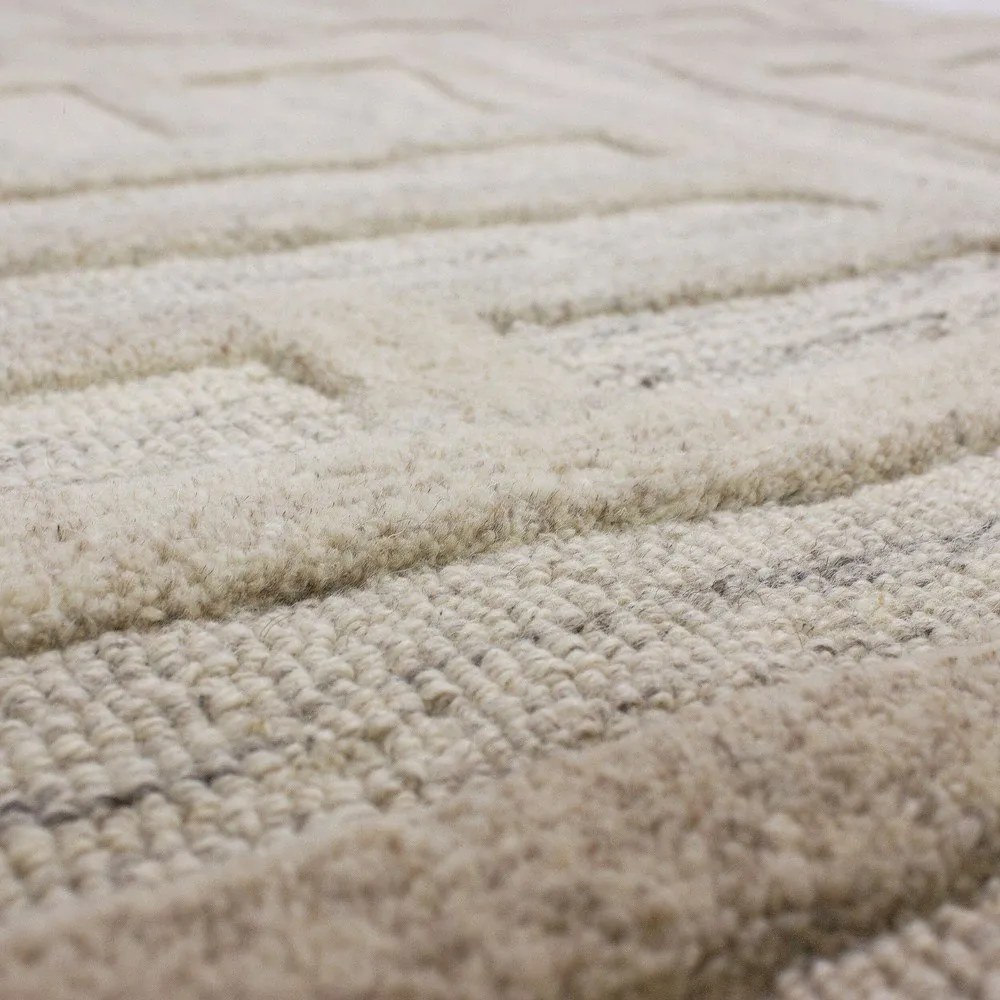 Сиво-бежов ръчно изработен вълнен килим 200x300 cm Elva – Flair Rugs