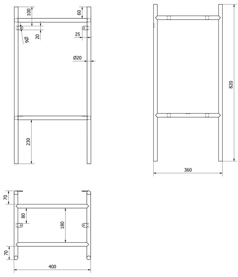 Черна метална стойка за умивалник 40x82 cm Puno – Sapho