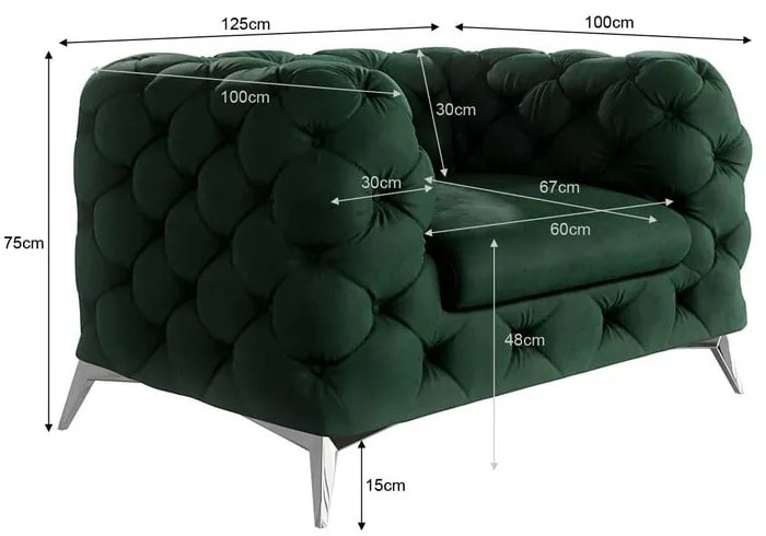 Тъмнозелено кадифено кресло Chelsea – Ropez