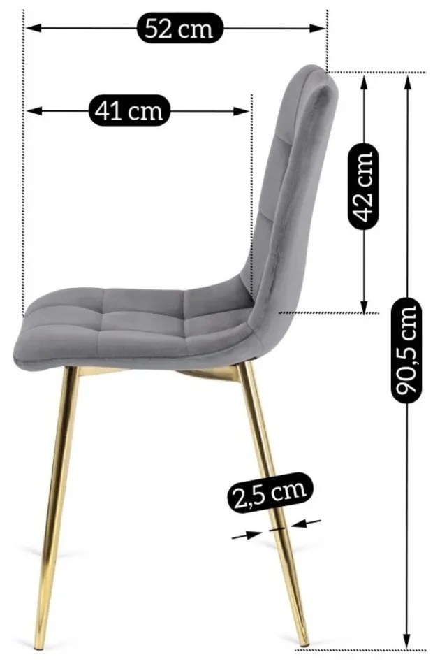 Тапициран кадифен стол YORK със златни крака - различни цветови покрития Зелено