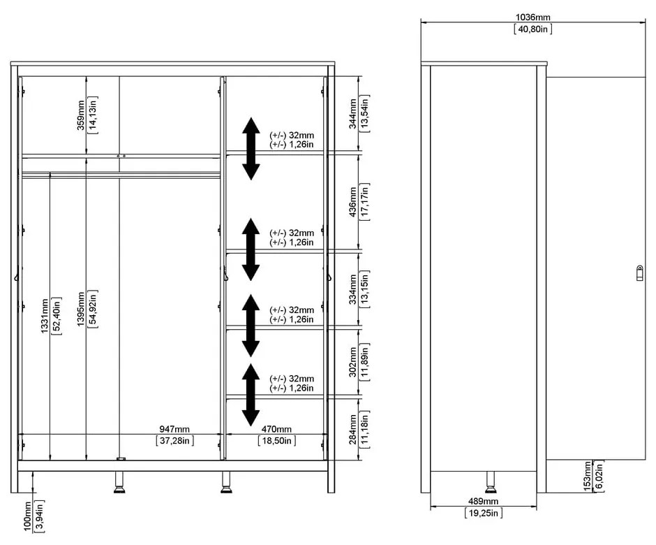 Черен гардероб 150x199 cm Madrid – Tvilum