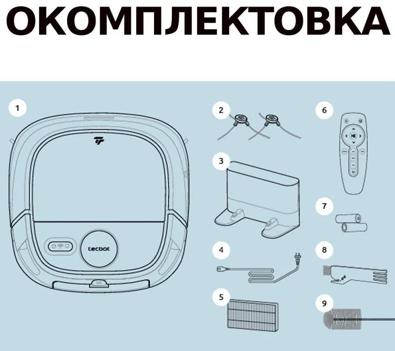 Прахосмукачка робот Tecbot M1, Li-ion 5200 mAh, 4000 Pa, 0.5 l, HEPA, Wi-Fi, Автономност до 160 мин, Подомиячка със самопочистващ моп, Черен