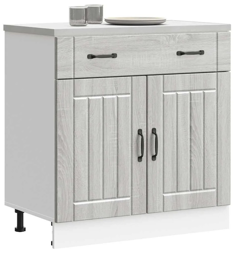 853743 vidaXL Кухненски шкаф Lucca, сив сонома, инженерна дървесина