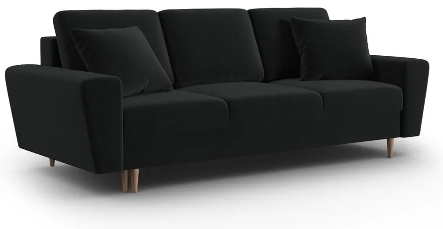 Черен кадифен разтегателен диван с място за съхранение 235 cm Kyoto – Cosmopolitan Design