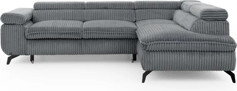 Сив ъглов диван от рипсено кадифе (десен ъгъл L форма) Marbeya – Ropez