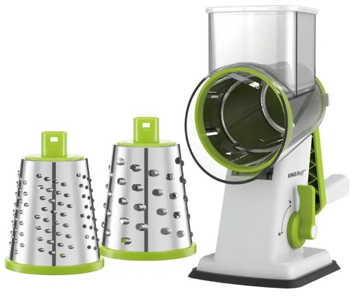 Ръчно ренде с 3 сменяеми приставки Kinghoff KH 1960, Неръждаема стомана, Бял/Зелен