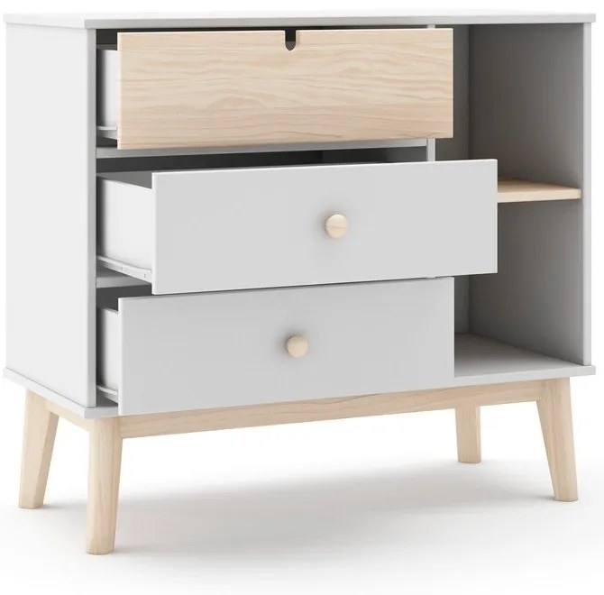 Бял нисък детски скрин 90x40 cm Estefania – Marckeric