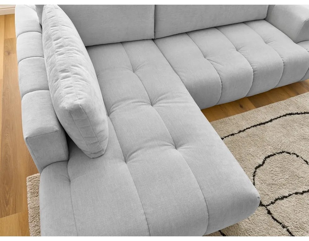 Светлосив сгъваем/с място за съхранение ъглов диван (ляв ъгъл/L форма) Fuji – Bobochic Paris