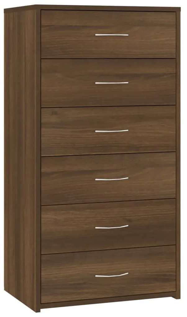 815365 vidaXL Сайдборд с 6 чекмеджета кафяв дъб 50x34x96 см инженерно дърво