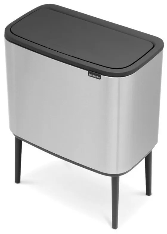 Кош за боклук Brabantia Bo Touch 651115, 11+23 л, Леко затваряне, Противоплъзгаща основа, Устойчив на пръстови отпечатъци, Инокс/Мат