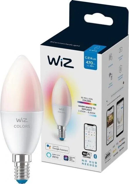 WIZ Wi-Fi Led лампа 4.9W C37 E14 470lm 2700K-6500K+RGB 15000h