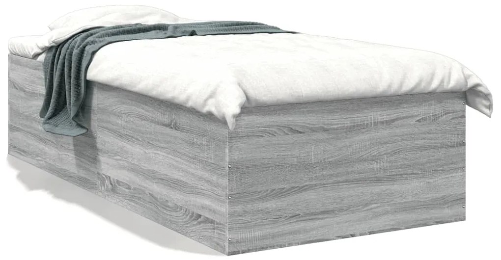 3280984 vidaXL Рамка за легло, сив сонома, 75x190 см, инженерно дърво