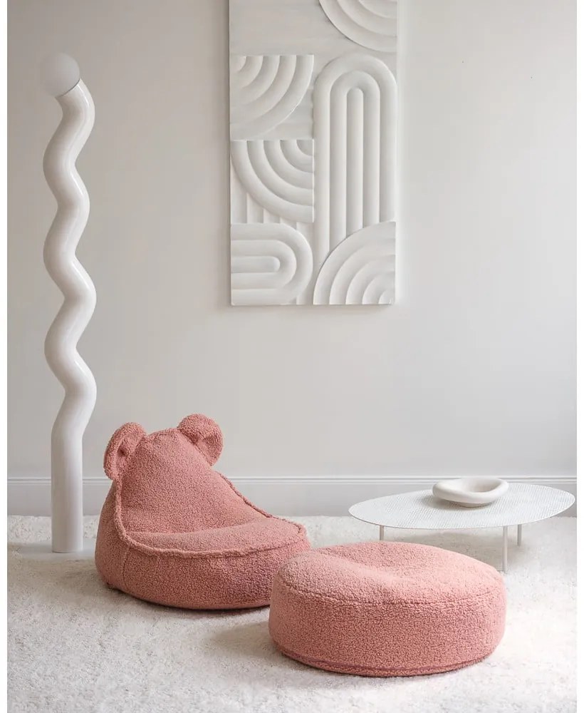 Розов детски пуф от букле Round – Wigiwama