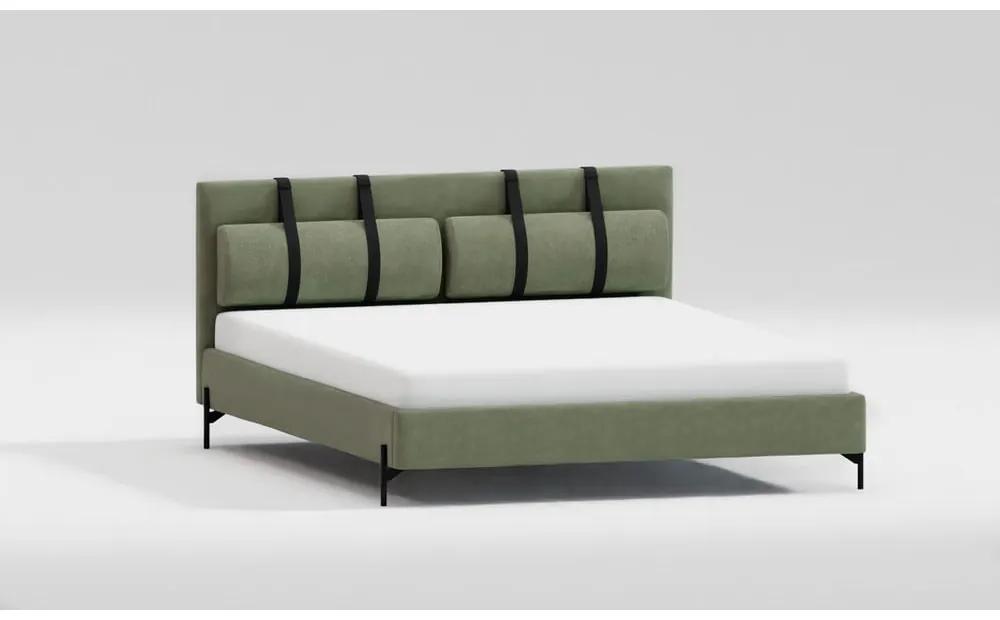 Зелено двойно тапицирано легло с включена подматрачна рамка 140x200 cm Tulsa – Ropez