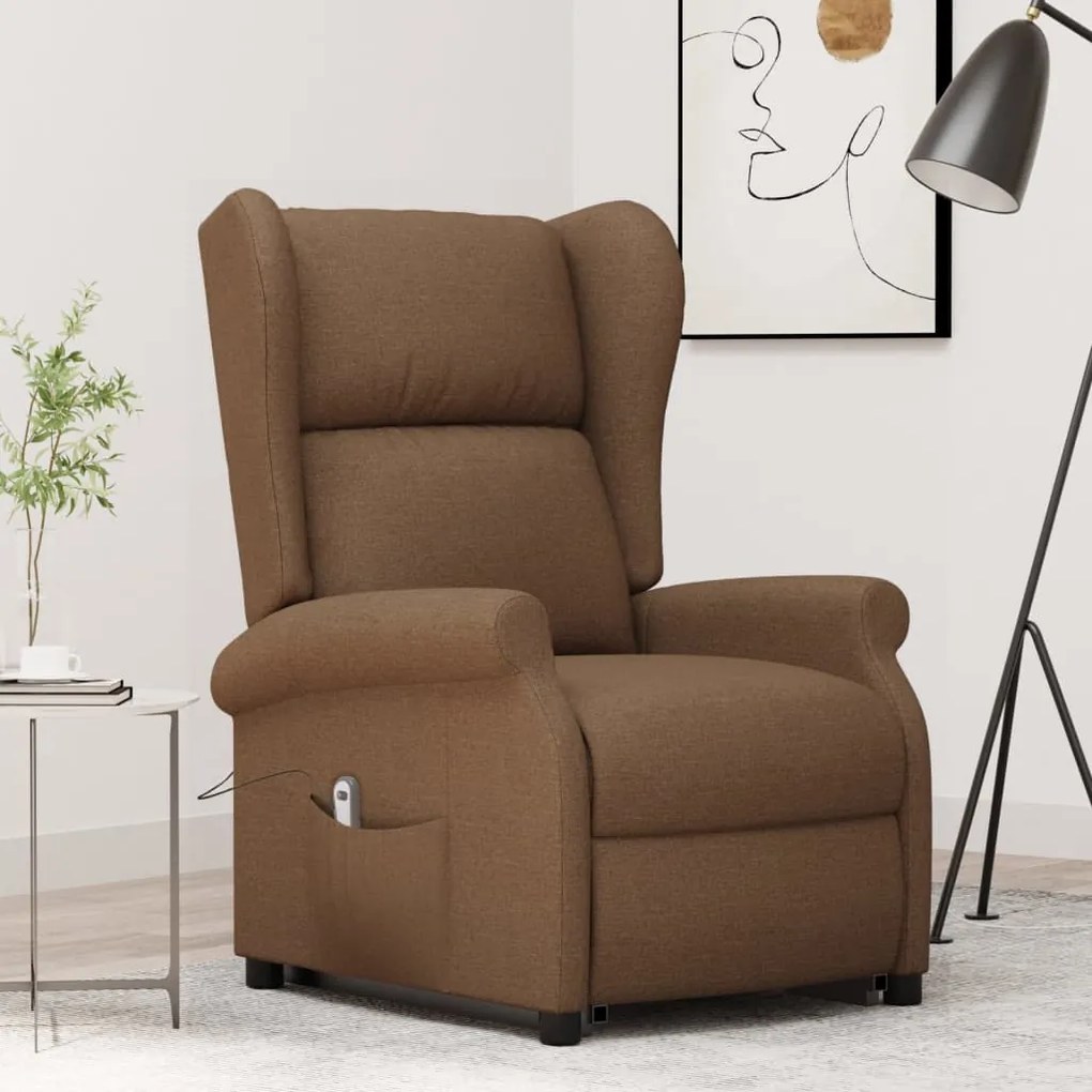 289734 vidaXL Изправящ стол, кафяв, текстил