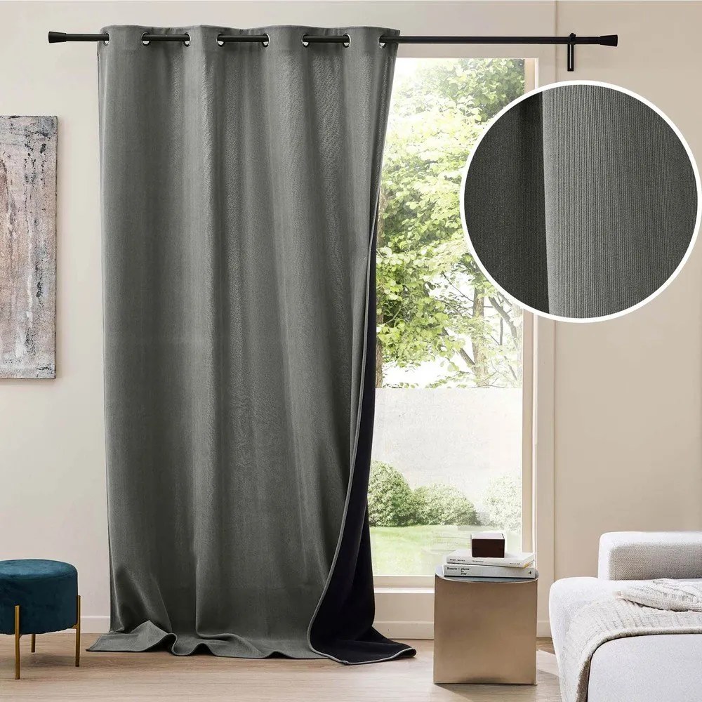 Антрацитно термо перде от рипсено кадифе 140x260 cm Madison – douceur d'intérieur