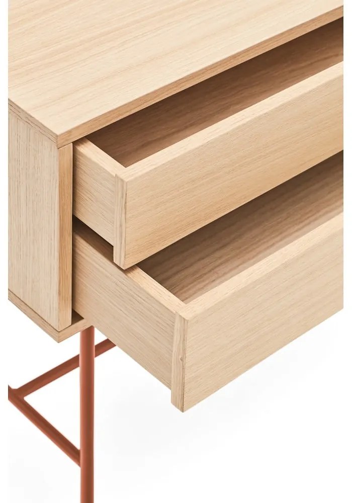 Конзолна маса в тухленочервено с дъбов фурнир Yoko - Teulat