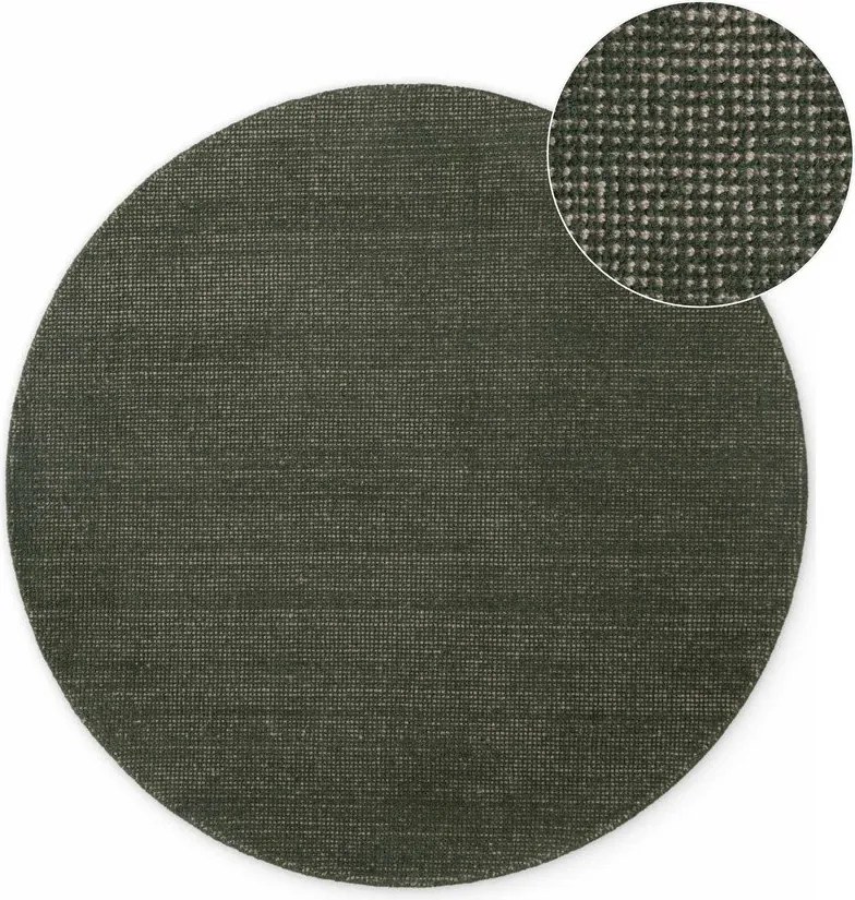 Тъмнозелен ръчно изработен вълнен кръгъл килим ø 160 cm Greenwich – Ted Baker