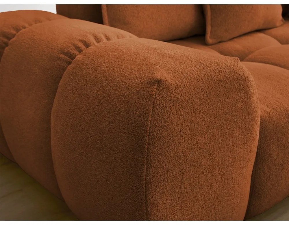 Теракотен шенилов сгъваем/с място за съхранение ъглов диван (десен ъгъл/L форма) Everest – Bobochic Paris