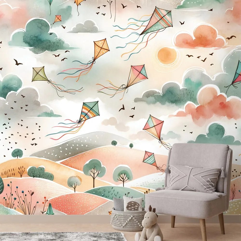 Тапет – Пастелни летящи хвърчила в небето