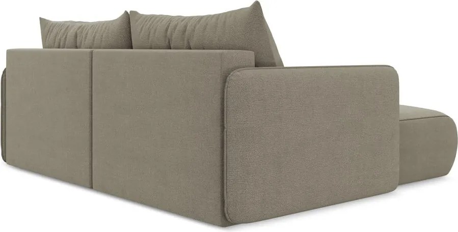 Бежов разтегателен ъглов диван с място за съхранение (ляв ъгъл) Nanea – Makamii