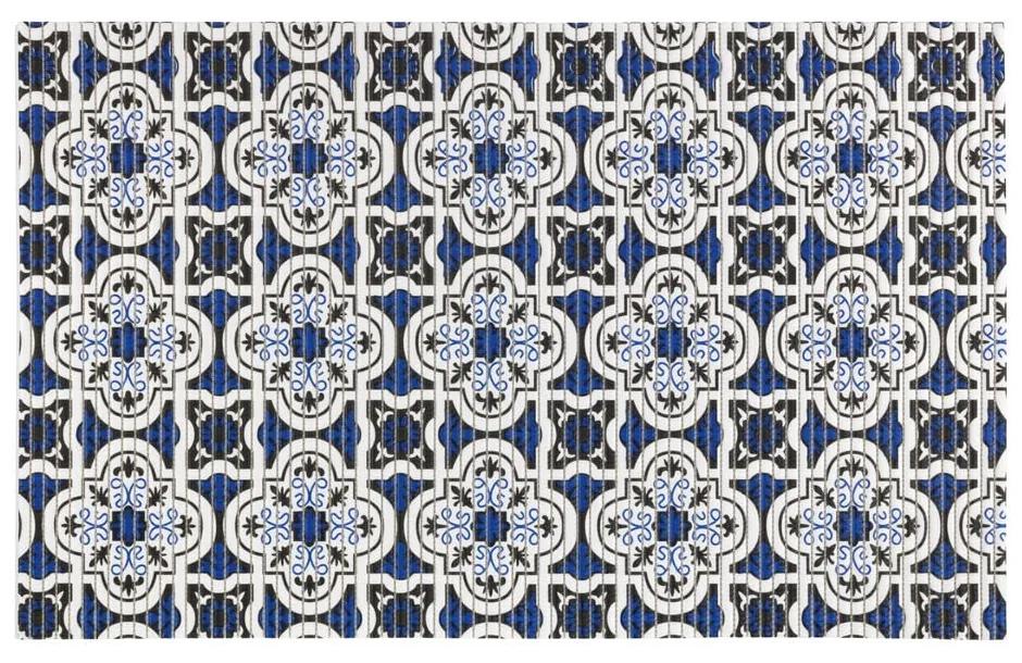 Бяло и синьо пластмасово килимче за баня 50x80 cm Murcia - Wenko
