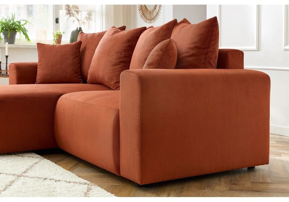 Оранжев кадифен ъглов диван Enjoy – Bobochic Paris