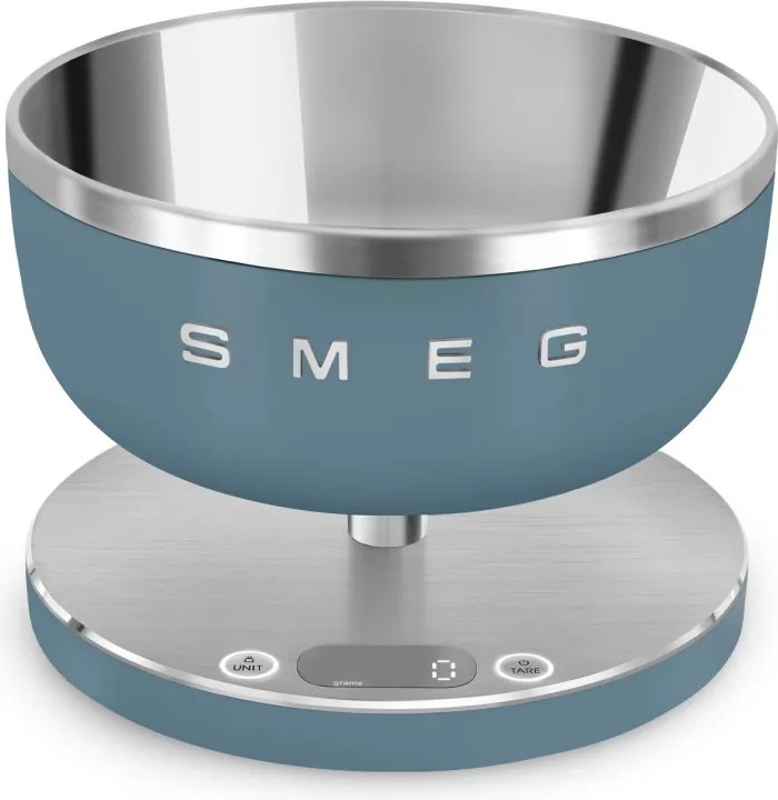 Кухненска везна Smeg Collezione KSC01SBMWW, До 5 кг/5 л, ТАРА, LED дисплей, Противоплъзгаща се основа, Автономия до 36 часа, Буреносно синьо