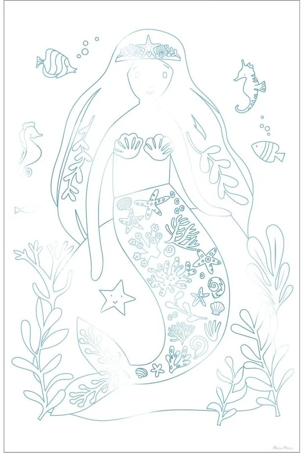 Картинки за оцветяване Mermaid – Meri Meri