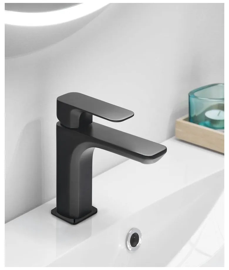 Матово-черна стояща батерия за мивка Spy – Sapho