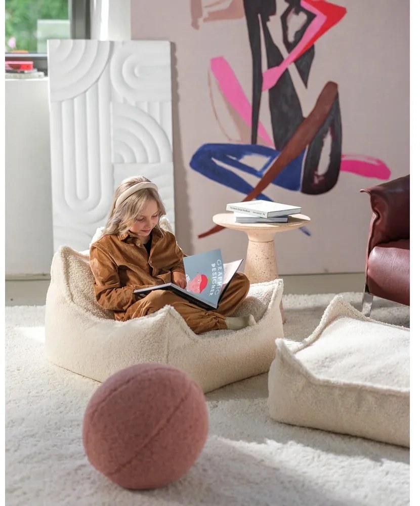 Кремав детски пуф от букле Square – Wigiwama