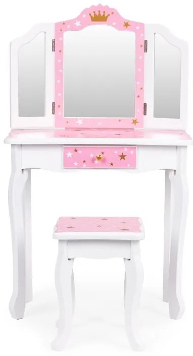 Детска козметична масичка с тройно огледало и табуретка