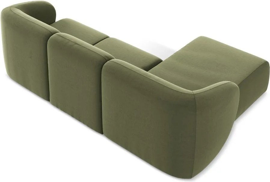 Зелен кадифен ъглов диван (ляв ъгъл) Lani – Makamii