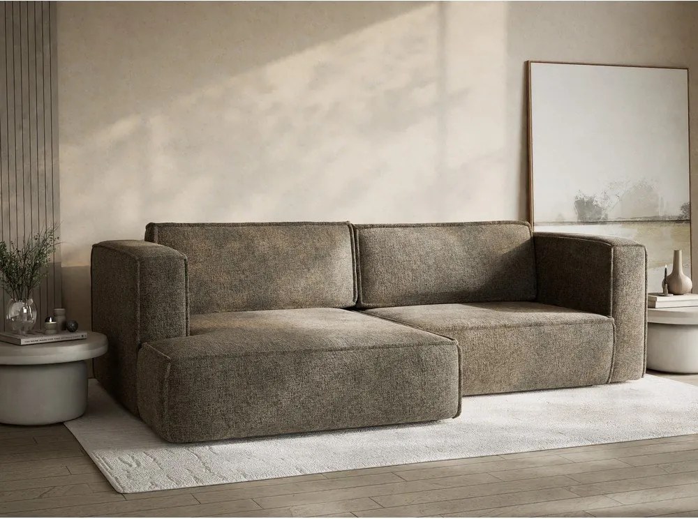 Кафяв шенилов сгъваем/с място за съхранение ъглов диван (ляв ъгъл) Velto – Maison de Rêve