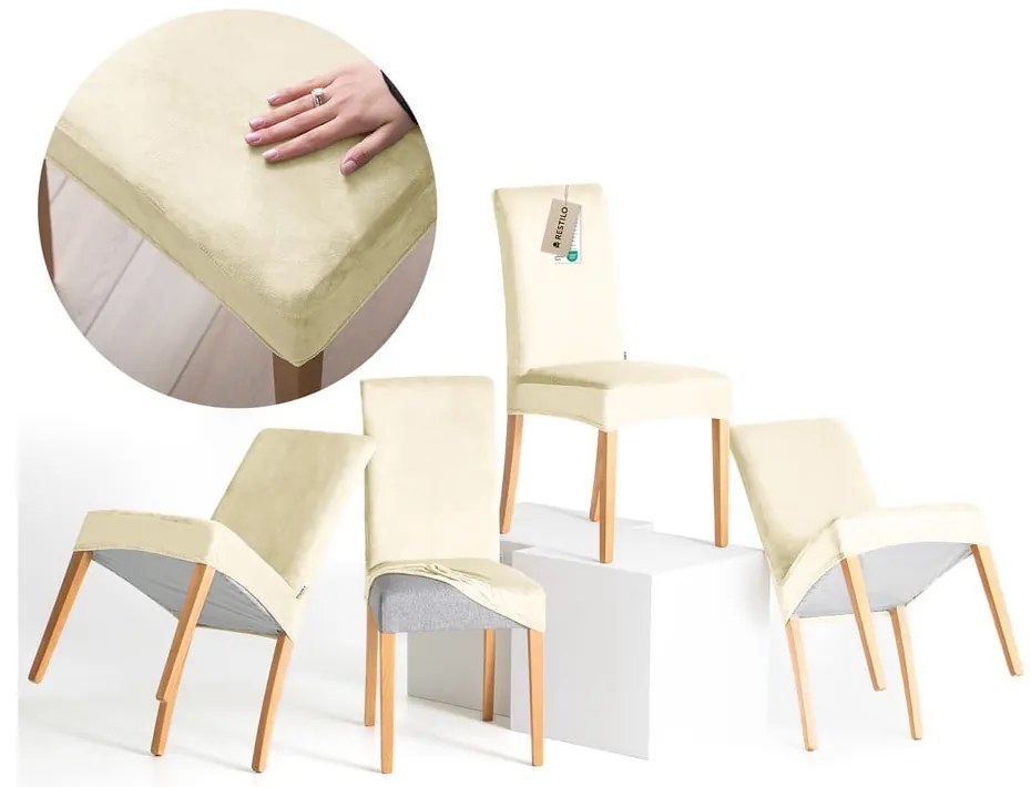 Кремави ластични покривала за стол в комплект от 4 бр. 48 cm Sento – Restilo